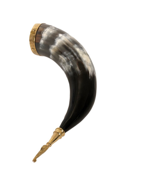 Drinking Horn Type 41  - Brass Rim and Lake Serpant Head Finial