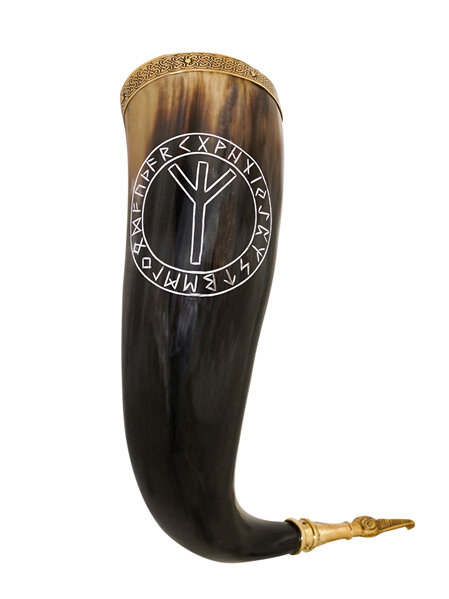 Drinking Horn Type 43  - Horn with Algiz - "Rune of Protection"