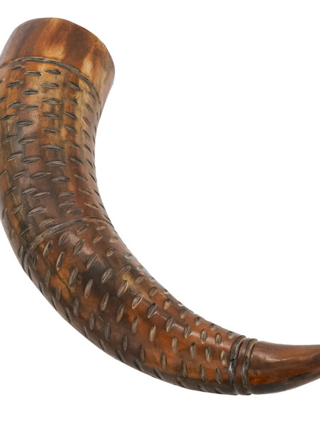 Drinking Horn Type 45 - Golden Brown Horn with Cut Dots