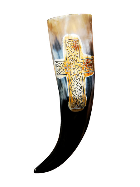 Drinking Horn Type 55 - Drinking Horn with Engraved Cross