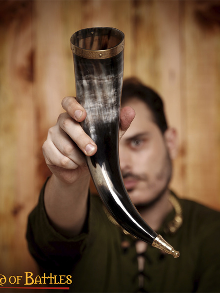 Drinking Horn Type 6  - Brass Rim and Plain Finial