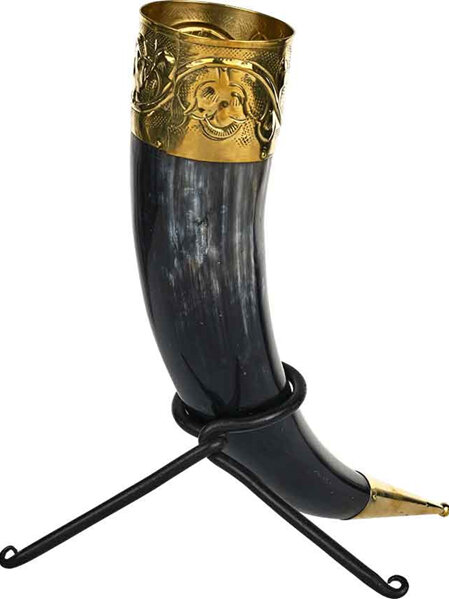 Drinking Horn Type 65 - Wide Brass Rim and Tip