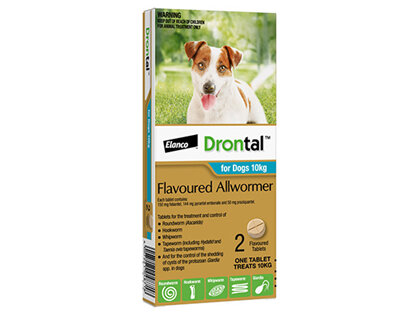 Drontal® Flavoured Allwormer for Dogs 10kg, 2 pack