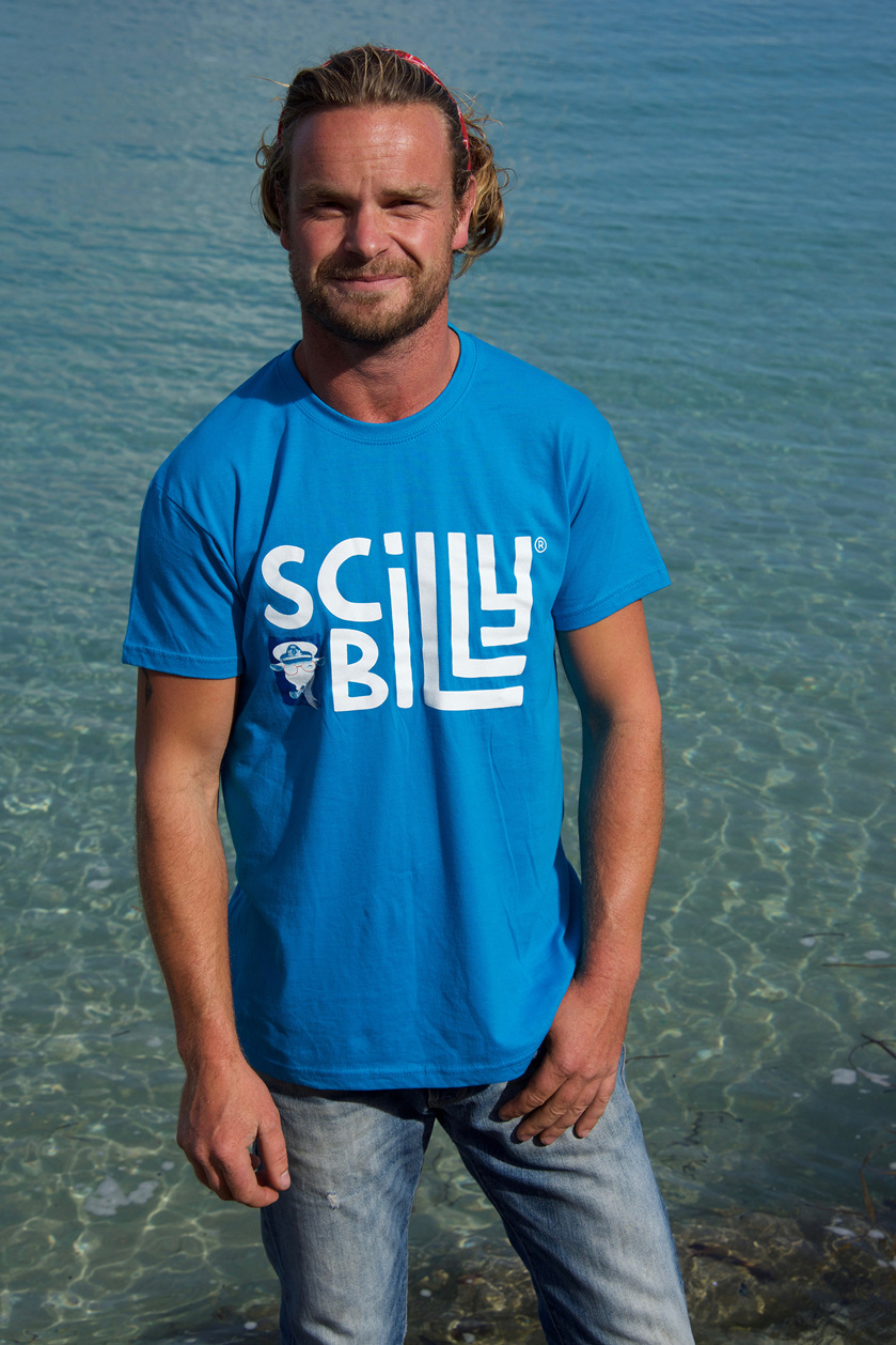 Men's Blue Scilly Billy Logo Tee
