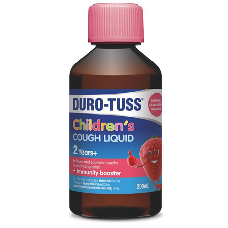 Duro-Tuss Children's Cough Liquid + Immune Booster, Strawberry 200mL
