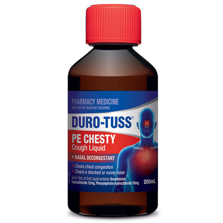 Duro-Tuss PE Chesty Cough Liquid + Nasal Decongestant 200mL