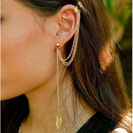 Ear Cuff & Chain Dangling Earring (Gold)