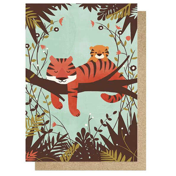 East End Prints - Tiger On A Tree Branch - Card