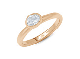 East-west bezel set oval cut diamond solitaire ring engagement dress rose gold
