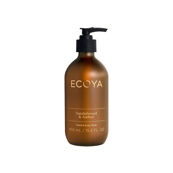 Ecoya Hand & Body Wash - Sandlewood & Amber 450ml
