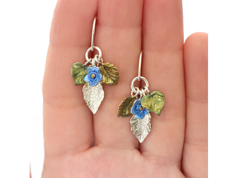 eden garden leaves lilygriffin nz forget-me-not flower sterling silver earrings