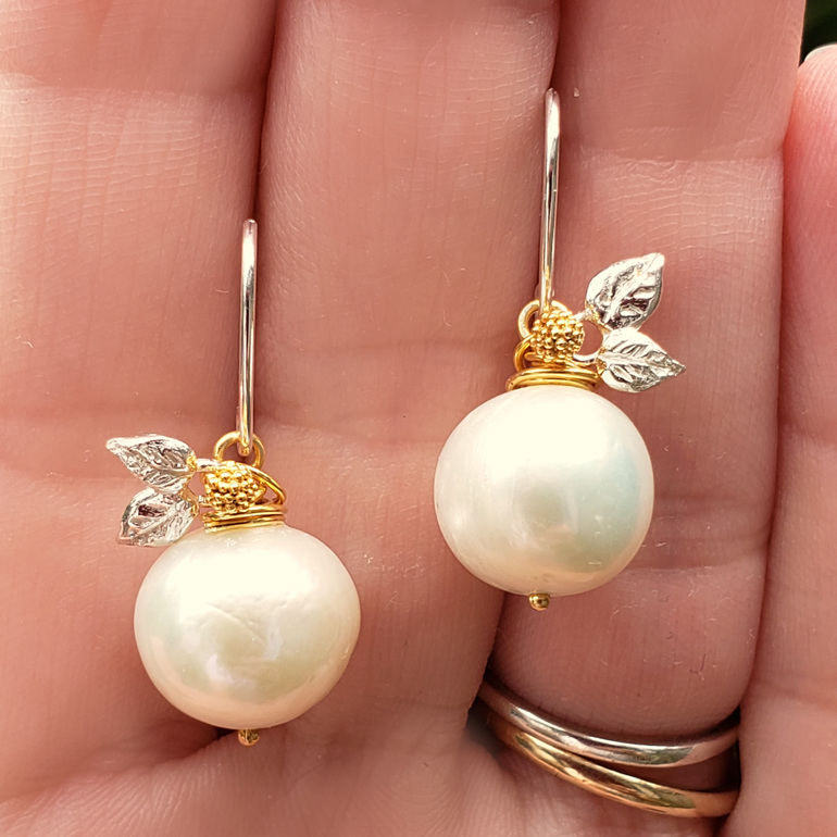 Edison cream pearls gold buds summer wedding bride earrings nz