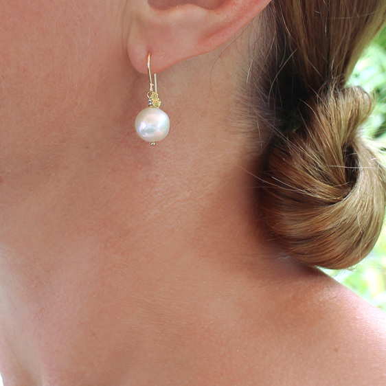 Edison cream pearls gold flower buds lilygriffin wedding bride earrings nz