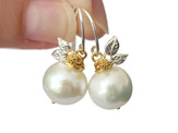 edison cream pearls leaves gold silver earrings handmade nz lily griffin