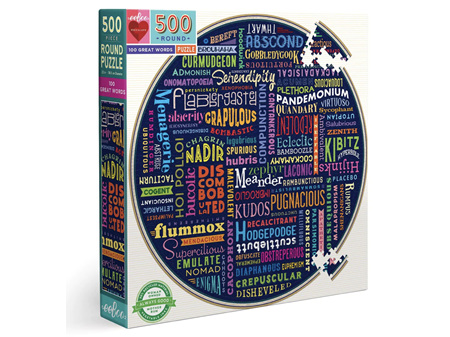 EeBoo 100 Great Words Round 500 Piece Puzzle