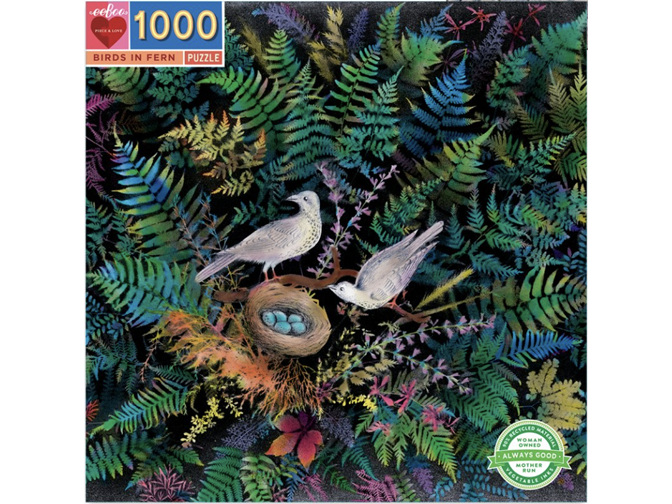 EeBoo 1000 Piece Jigsaw Puzzle Birds in Fern