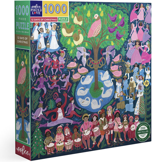 EeBoo 12 Days of Christmas 1000 Piece Puzzle