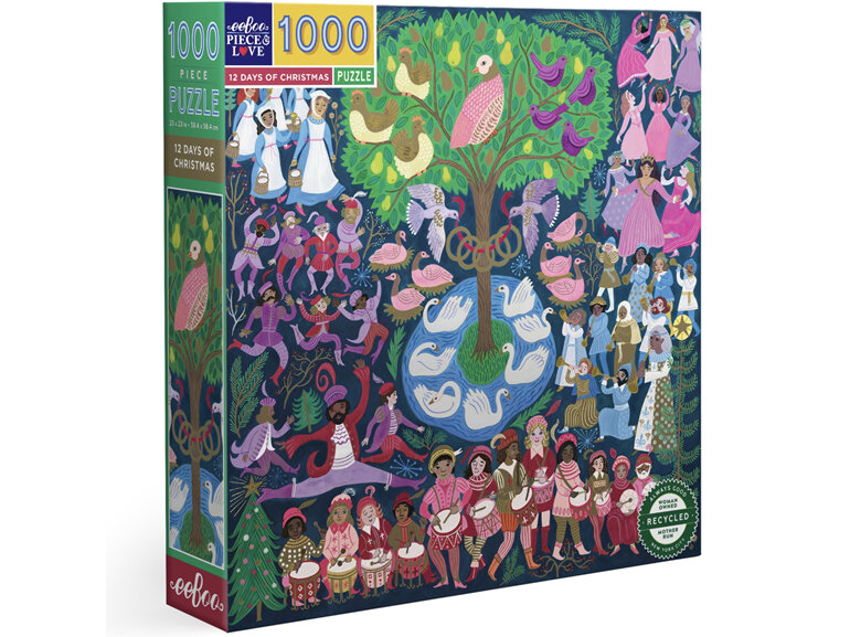 EeBoo 12 Days of Christmas 1000 Piece Puzzle