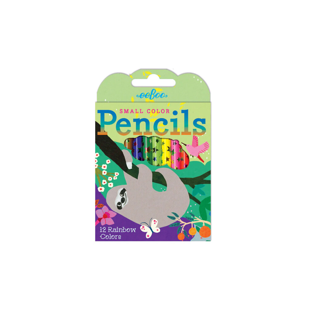 EeBoo 12 Small Colour Pencils Sloth & Butterfly