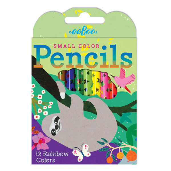 EeBoo 12 Small Colour Pencils Sloth & Butterfly