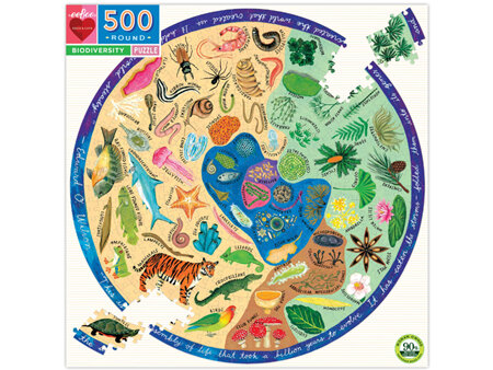 eeBoo 500 Piece Round jigsaw Puzzle: Biodiversity