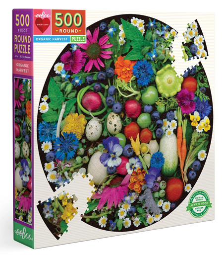 eeBoo 500 Piece Round Jigsaw Puzzle: Organic Harvest