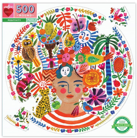 eeBoo 500 Piece Round Jigsaw Puzzle: Positivity