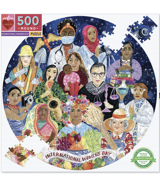 eeBoo 500 Piece Round Puzzle International Womans Day at www.puzzlesnz.co.nz