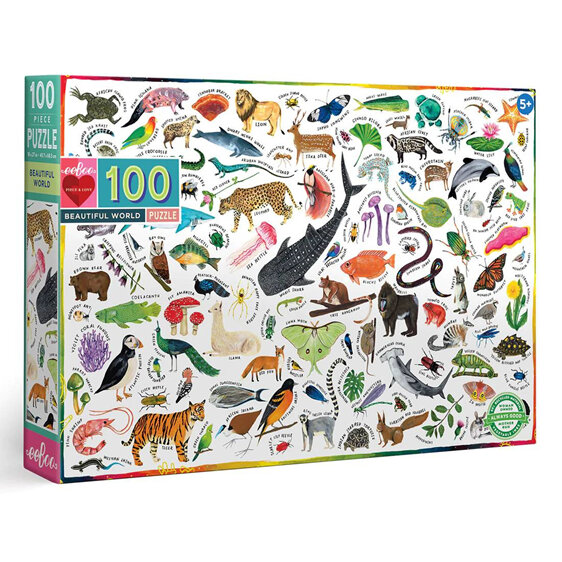 EeBoo Beautiful World 100 Piece Puzzle animals kids stem