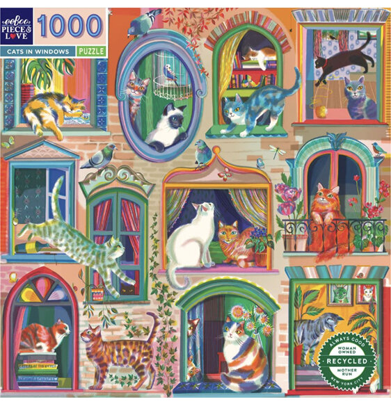 EeBoo Cats in Windows 1000 Piece Puzzle *NEW 2023*