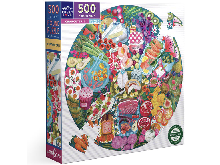 EeBoo Charcuterie 500 Piece Round Puzzle