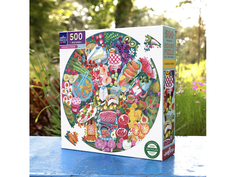 EeBoo Charcuterie 500 Piece Round Puzzle