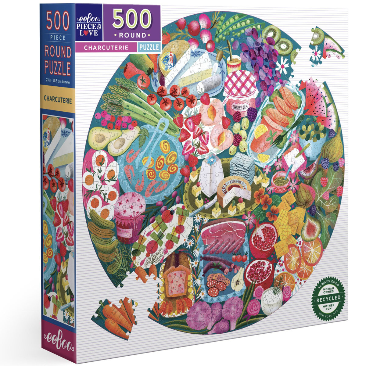 EeBoo Charcuterie 500 Piece Round Puzzle *NEW!*
