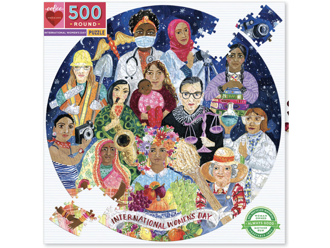 EeBoo International Women's Day 500 Piece Round Puzzle