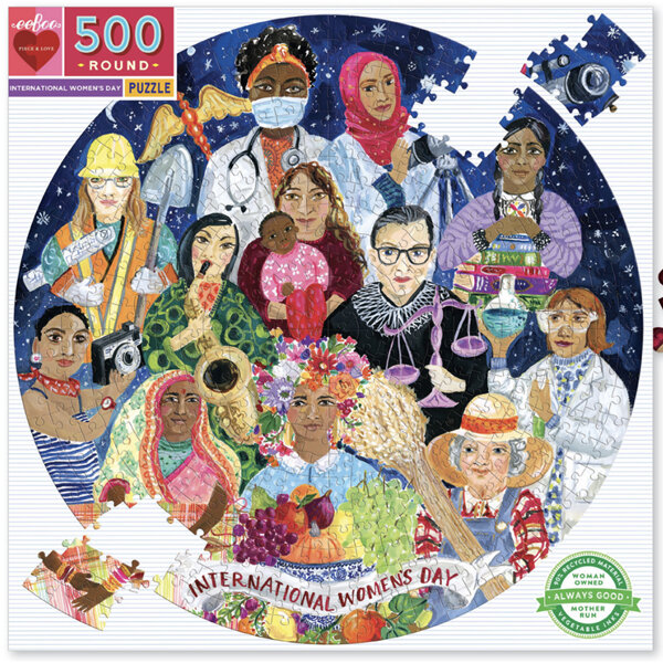 EeBoo International Women's Day 500 Piece Round Puzzle