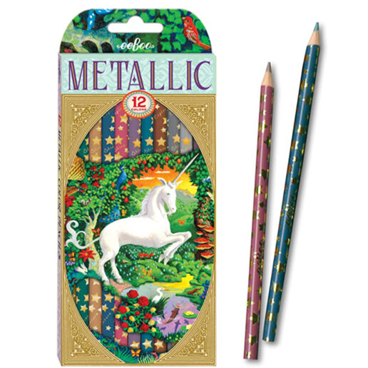 EeBoo Metallic 12 Colour Pencils Unicorn