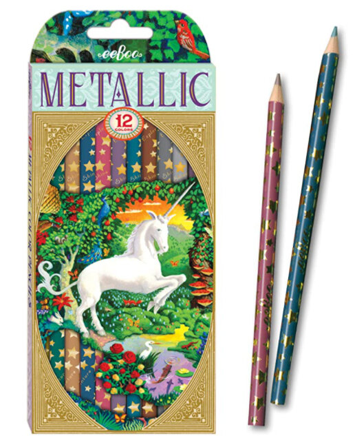 EeBoo metallic unicorn coloured pencils 12