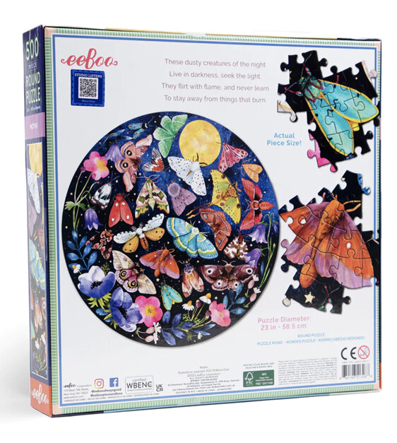 EeBoo Moths 500 Piece Round Puzzle