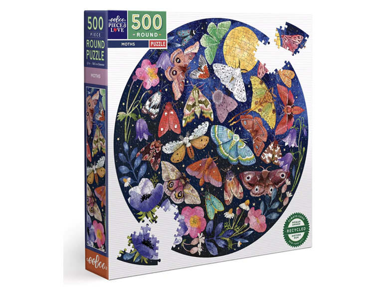 EeBoo Moths 500 Piece Round Puzzle