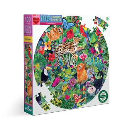 EeBoo Rainforest 100 Piece Round Puzzle