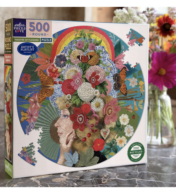 EeBoo Theatre of Flowers 500 Piece Round Puzzle