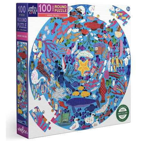 EeBoo Under the Sea 100 Piece Round Puzzle