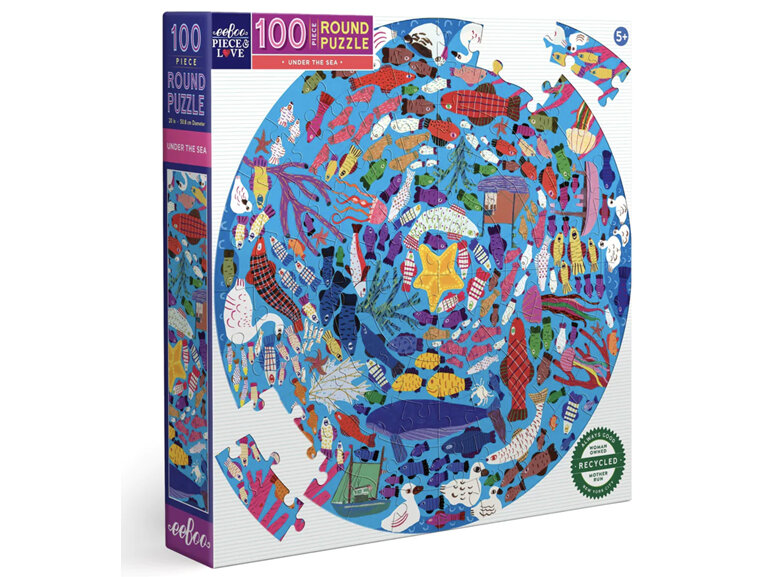 EeBoo Under the Sea 100 Piece Round Puzzle