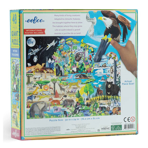 EeBoo Within the Biomes 48 Piece Giant Puzzle stem kids science