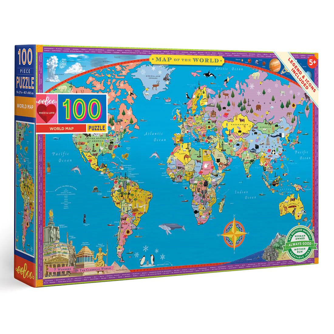 EeBoo World Map E 100 Piece Puzzle