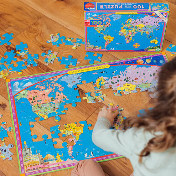 EeBoo World Map E 100 Piece Puzzle stem steam kids jigsaw