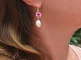 elegant rose earrings baroque pearls pink wedding nz lilygriffin jewellery
