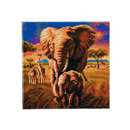 Elephant Of The Savannah - Craft Buddy Crystal Art Kit - Framed
