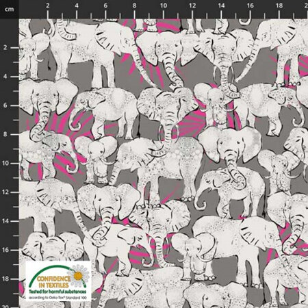 Elephants and Babies Grey 4501-602