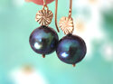 Elise solid 9k gold starburst peacock pearls earrings lilygriffin nz jewellery